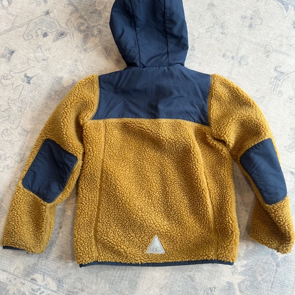 Boys LLBean Hooded Fleece Jacket 8 (small) Blue Brown - Picture 4 of 5